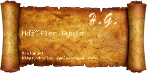 Höfler Gyula névjegykártya