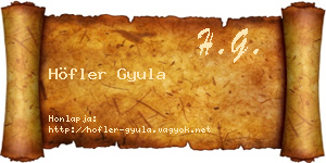 Höfler Gyula névjegykártya